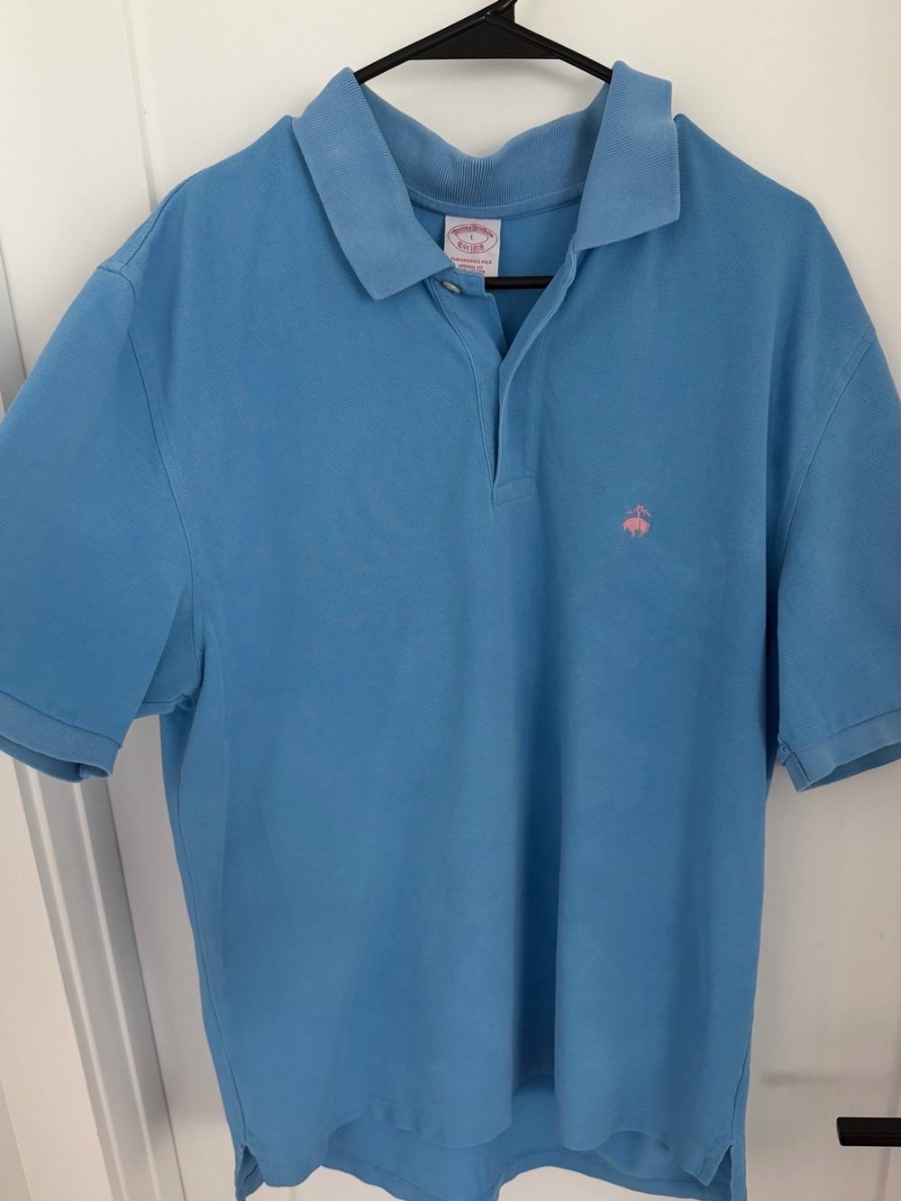 Brooks Brothers Performance MENS Polo — Light Blue, Original Fit, Size L